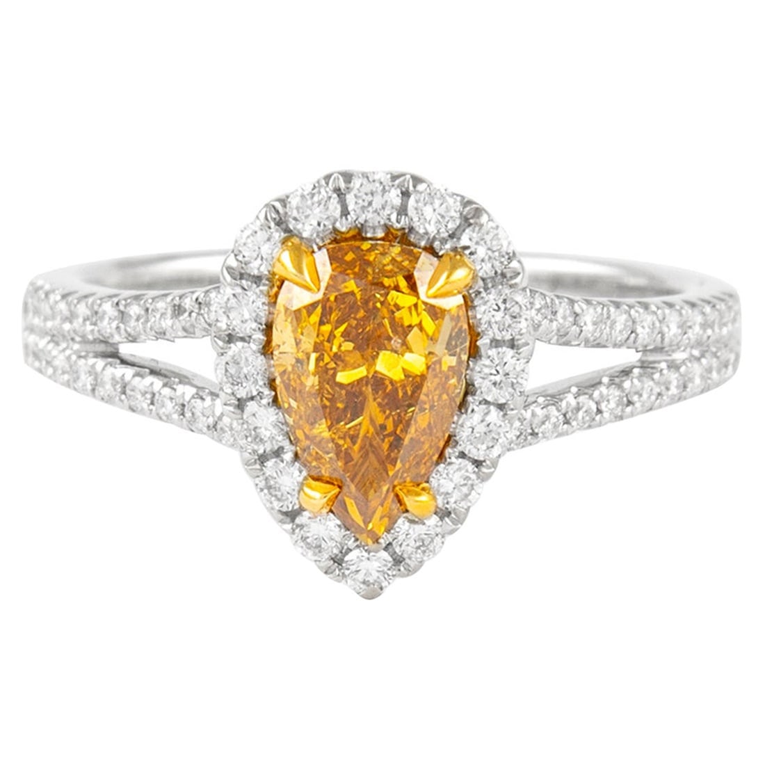 1.02ct GIA Fancy Deep Orangey Yellow Diamond Ring 18k (1 of 6)