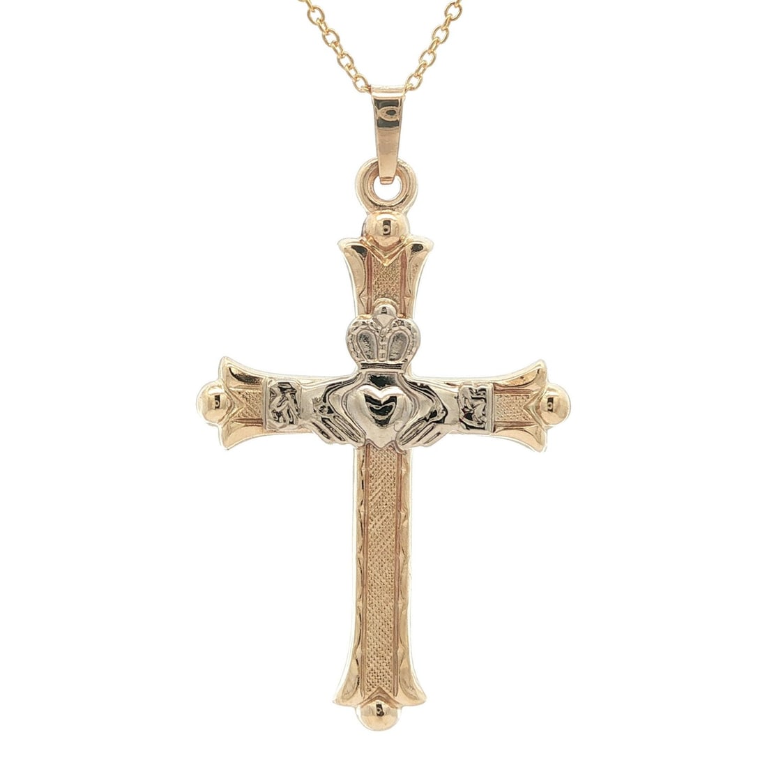 Le Vian 14k Yellow White Gold Claddagh Cross Pendant Necklace (1 of 7)