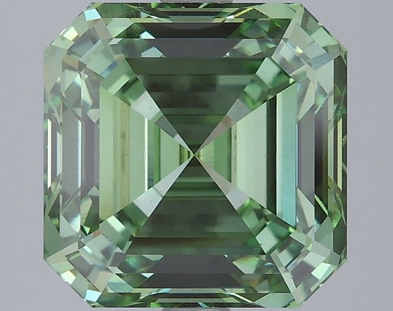 Loose Diamond - ASSCHER 4.26ct Fancy Vivid Green VS1: Loose Diamond - ASSCHER 4.26ct Fancy Vivid Green VS1 Source: This is a real non-mined Diamond that has been grown in a lab Shape: ASSCHER Carats: 4.26 Color: Fancy Vivid Green Certification: IGI Video