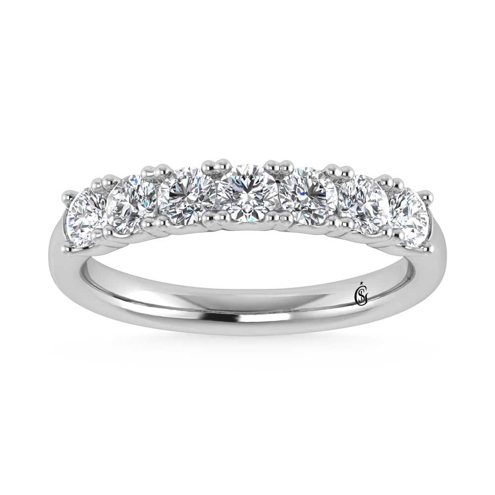 14K White Gold Lab Grown Diamond 7/8 Ct.Tw. Band: 14K White Gold Lab Grown Diamond 7/8 Ct.Tw. Band Exquisitely designed with 7/8 Ct. of Lab Grown Diamonds, the 14K White Gold Diamond Band brings a radiant sparkle to any occasion. The diamonds, set in
