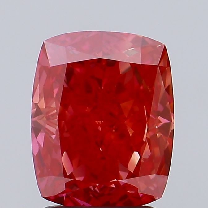 Loose Diamond - CUSHION MODIFIED 2.27ct Fancy Vivid Pinkish Red VVS2: Loose Diamond - CUSHION MODIFIED 2.27ct Fancy Vivid Pinkish Red VVS2 Source: This is a real non-mined Diamond that has been grown in a lab Shape: CUSHION MODIFIED Carats: 2.27 Color: Fancy Vivid Pinki