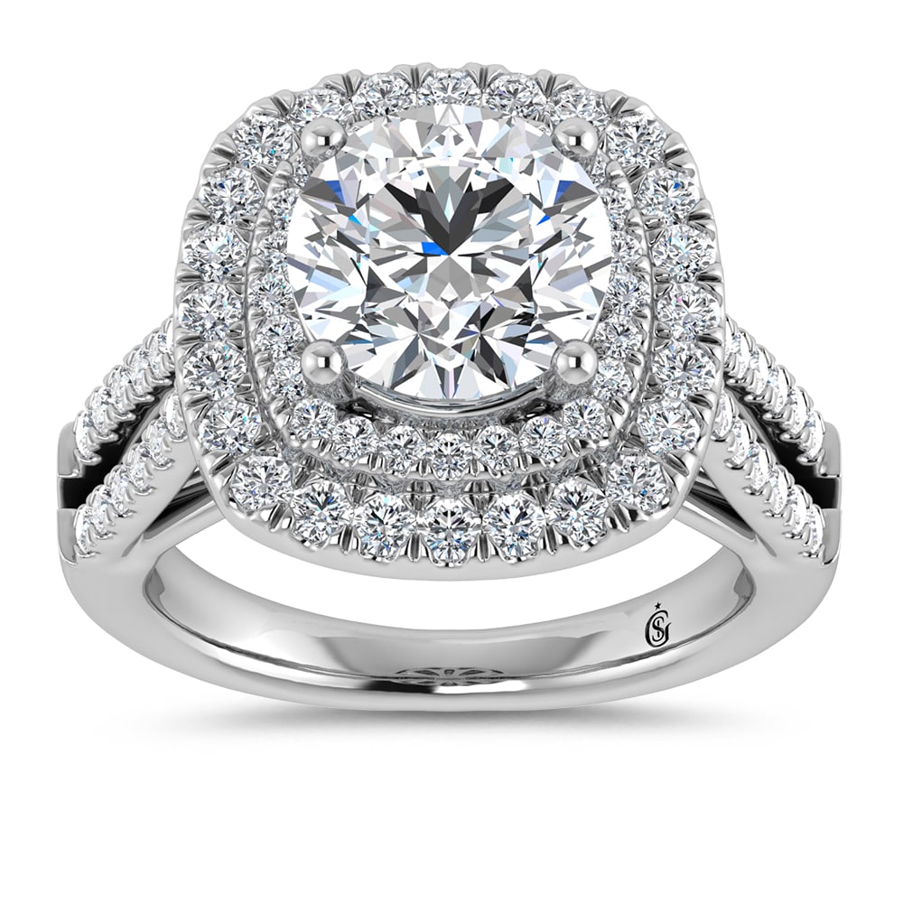 14K White Gold Lab Grown Diamond 3 7/8 Ct.Tw. Round Shape Fashion Ring (IGI Certfied Round Center 3: 14K White Gold Lab Grown Diamond 3 7/8 Ct.Tw. Round Shape Fashion Ring (IGI Certfied Round Center 3 ct) An exquisite statement of luxury, this fashion ring features an IGI-certified 3 CT round lab-gro