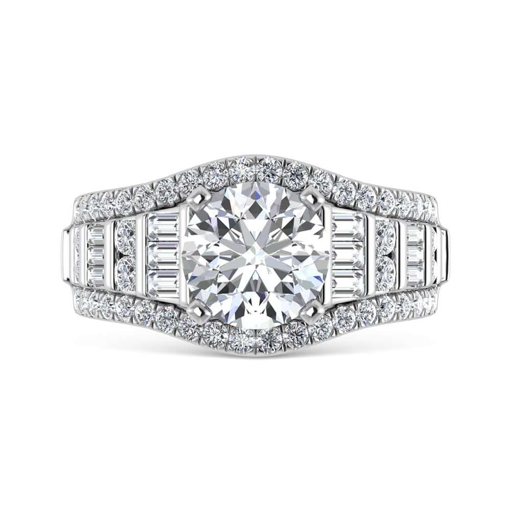 14K White Gold Lab Grown Diamond 4 1/4 ct.tw. Round Shape Engagement Ring (IGI Certified Center 3ct): 14K White Gold Lab Grown Diamond 4 1/4 ct.tw. Round Shape Engagement Ring (IGI Certified Center 3ct) 14K White Gold Lab Grown Diamond 4 1/4 ct.tw. Round Shape Engagement Ring 14k White Gold Stone Colo