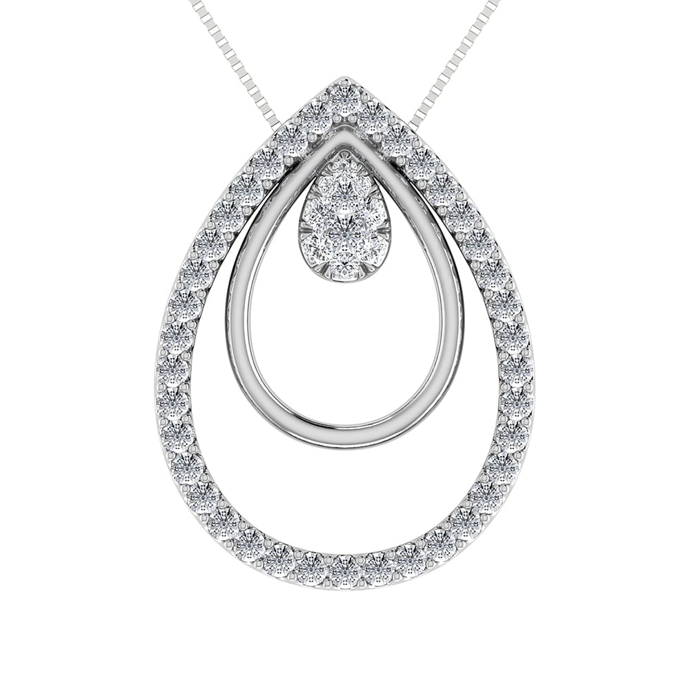 14K White Gold 1/2 Ct.Tw. Diamond Double Slide Pendant: 14K White Gold 1/2 Ct.Tw. Diamond Double Slide Pendant 14k White Gold Stone Color: G-h Stone Clarity: I2 Unless otherwise specified, pendants that include a chain are paired with our standard 18-inch
