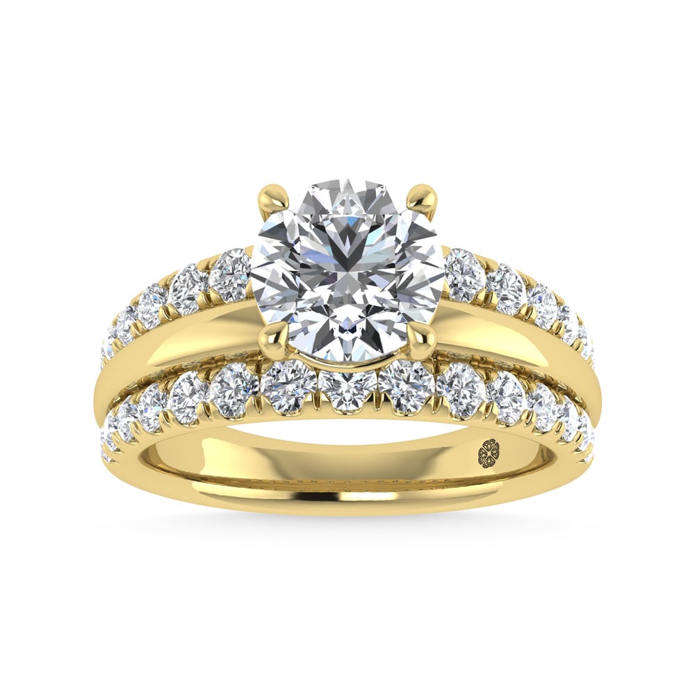 14K Yellow Gold 3 Ct.Tw. Lab Grown Diamond Round Shape Engagement Ring (IGI Certified Center 2ct): 14K Yellow Gold 3 Ct.Tw. Lab Grown Diamond Round Shape Engagement Ring (IGI Certified Center 2ct) 14k Yellow Gold Stone Color: D-f Stone Clarity: Vs Each ring is presented in standard size 6.5. Compli