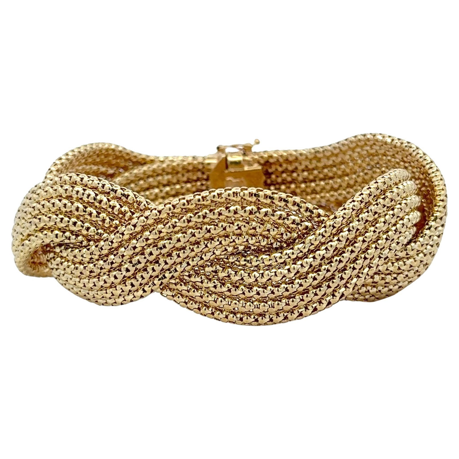Harbor Diamonds 14K Yellow Gold Braided Bracelet 38.2g 8.13in Contemporary: Harbor Diamonds 14K Yellow Gold Braided Bracelet 38.2g 8.13in Contemporary This stunning 14 Karat Yellow Gold bracelet features a contemporary braided woven motif, showcasing a blend of elegance and m