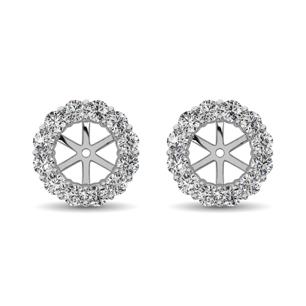 14K White Gold Diamond 1/3 Ct.Tw. Earrings Jacket: 14K White Gold Diamond 1/3 Ct.Tw. Earrings Jacket These stunning earrings are available in 14K White Gold. There are 14 round diamonds with a total carat weight of 1/3 Ct.Tw. set in a Prong setting. 1