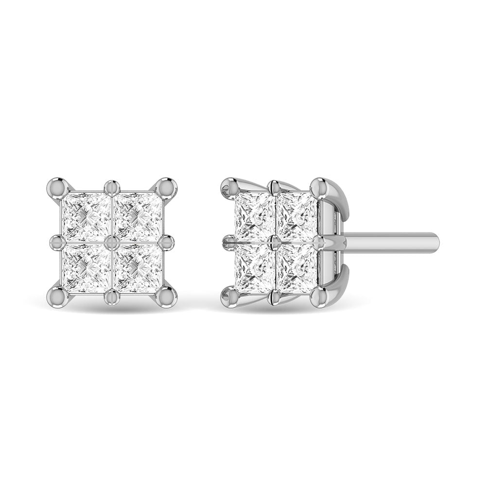 Diamond 1/2 Ct.Tw. Princess Cut Fashion Earrings in 14K White Gold: Diamond 1/2 Ct.Tw. Princess Cut Fashion Earrings in 14K White Gold Diamond 1/2 Ct.Tw. Princess Cut Fashion Earrings in 14K White Gold 14k White Gold Stone Color: G-h Stone Clarity: I1 The Diamond Depo