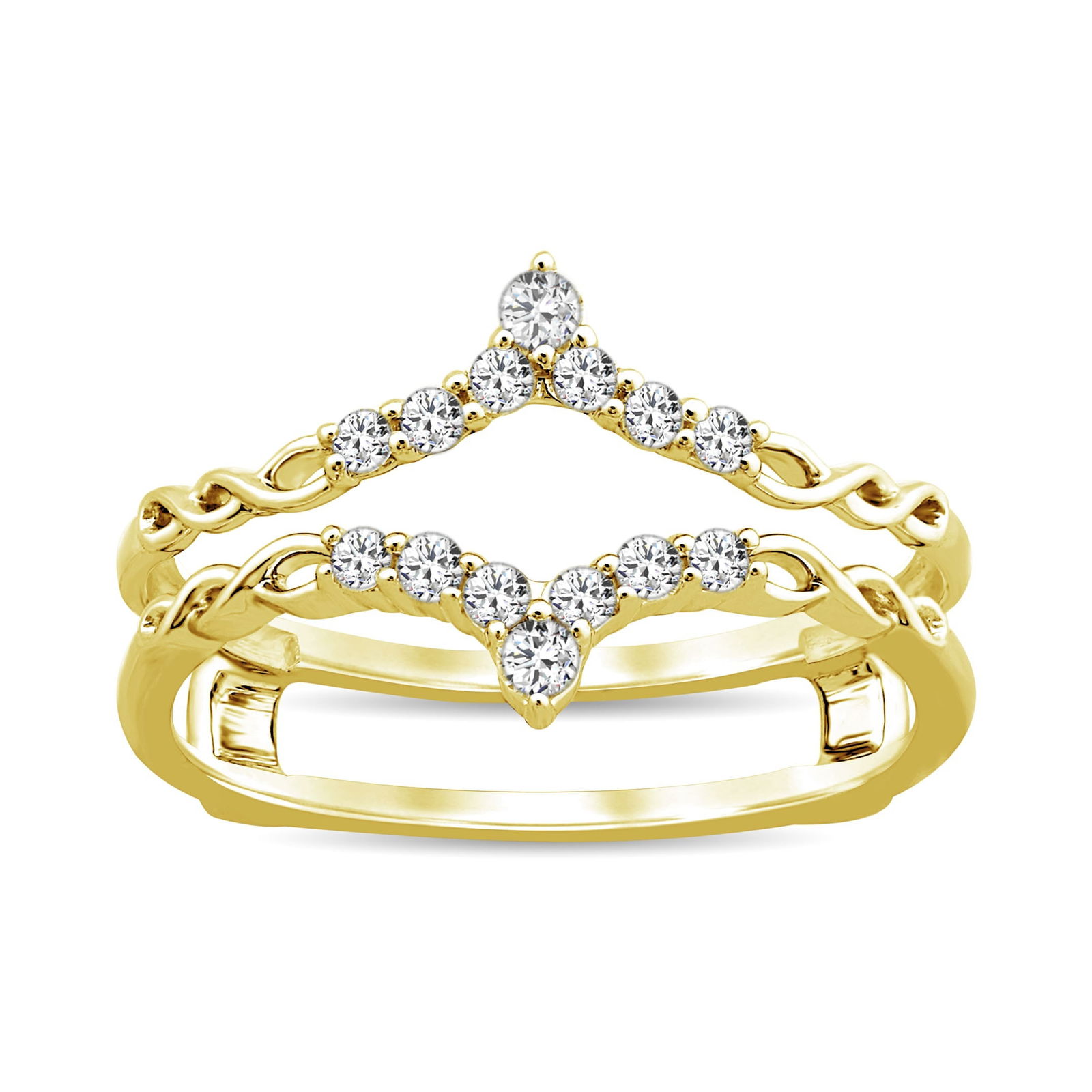 Diamond Guard Ring 1/4 Ct.tw in 10K Yellow Gold: Diamond Guard Ring 1/4 Ct.tw in 10K Yellow Gold 10k Yellow Gold Stone Color: Gh Stone Clarity: I1 Each ring is presented in standard size 6.5. Complimentary resizing is available between sizes 510 (in
