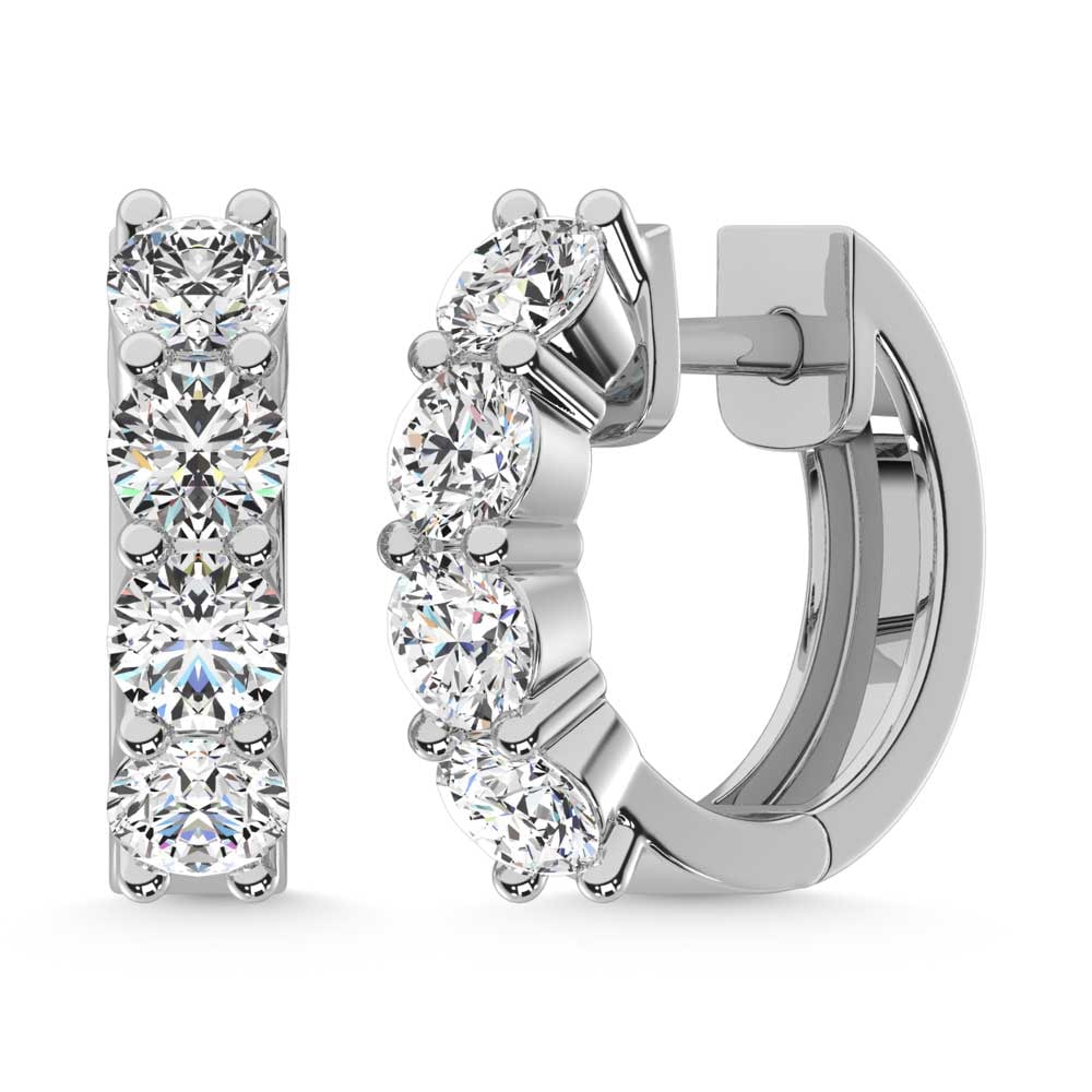 14K White Gold Lab Grown Diamond 1 1/2 Ct.Tw. Hoop Earrings: 14K White Gold Lab Grown Diamond 1 1/2 Ct.Tw. Hoop Earrings Classic 14K white gold hoops adorned with 1 1/2 Ct.Tw. lab-grown diamonds for a sophisticated look. 14k White Gold Stone Color: D-f Stone Cl
