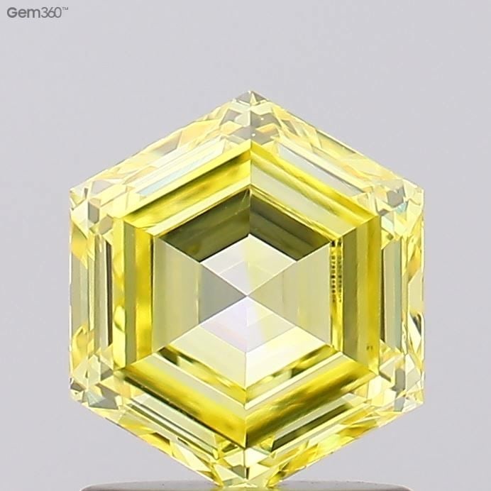 Loose Diamond - HEXAGONAL 1.1ct Fancy Intense Yellow VVS2: Loose Diamond - HEXAGONAL 1.1ct Fancy Intense Yellow VVS2 Source: This is a real non-mined Diamond that has been grown in a lab Shape: HEXAGONAL Carats: 1.1 Color: Fancy Intense Yellow Certification: