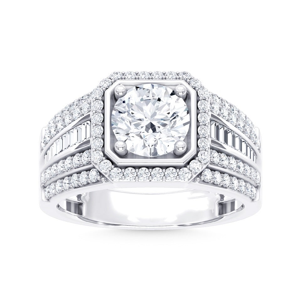 14K White Gold Lab Grown Diamond 3 Ct.Tw. Mens Ring: 14K White Gold Lab Grown Diamond 3 Ct.Tw. Mens Ring 14k White Gold Stone Color: D-f Stone Clarity: Vs Each ring is presented in standard size 6.5. Complimentary resizing is available between sizes 510
