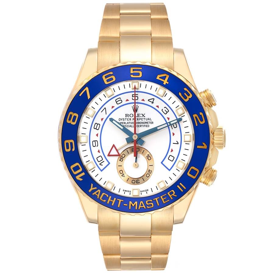 2015 Rolex Yacht-Master II Ref 116688 White Dial Oyster Bracelet Watch: 2015 Rolex Yacht-Master II Ref 116688 White Dial Oyster Bracelet Watch This Rolex Yacht-Master II features a white dial and a rotating bezel, paired with the signature Oyster bracelet. The timepiece i