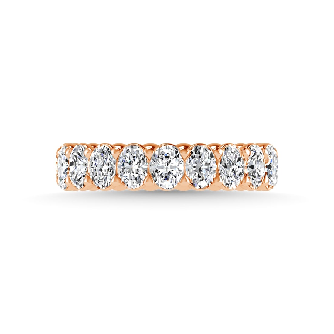 14K Rose Gold 3 3/4 CT Tw. Oval Shape Diamond Full Eternity Band: 14K Rose Gold 3 3/4 CT Tw. Oval Shape Diamond Full Eternity Band Celebrate everlasting love with our stunning Diamond Full Eternity Wedding Band. Crafted in precious metal, this timeless piece feature