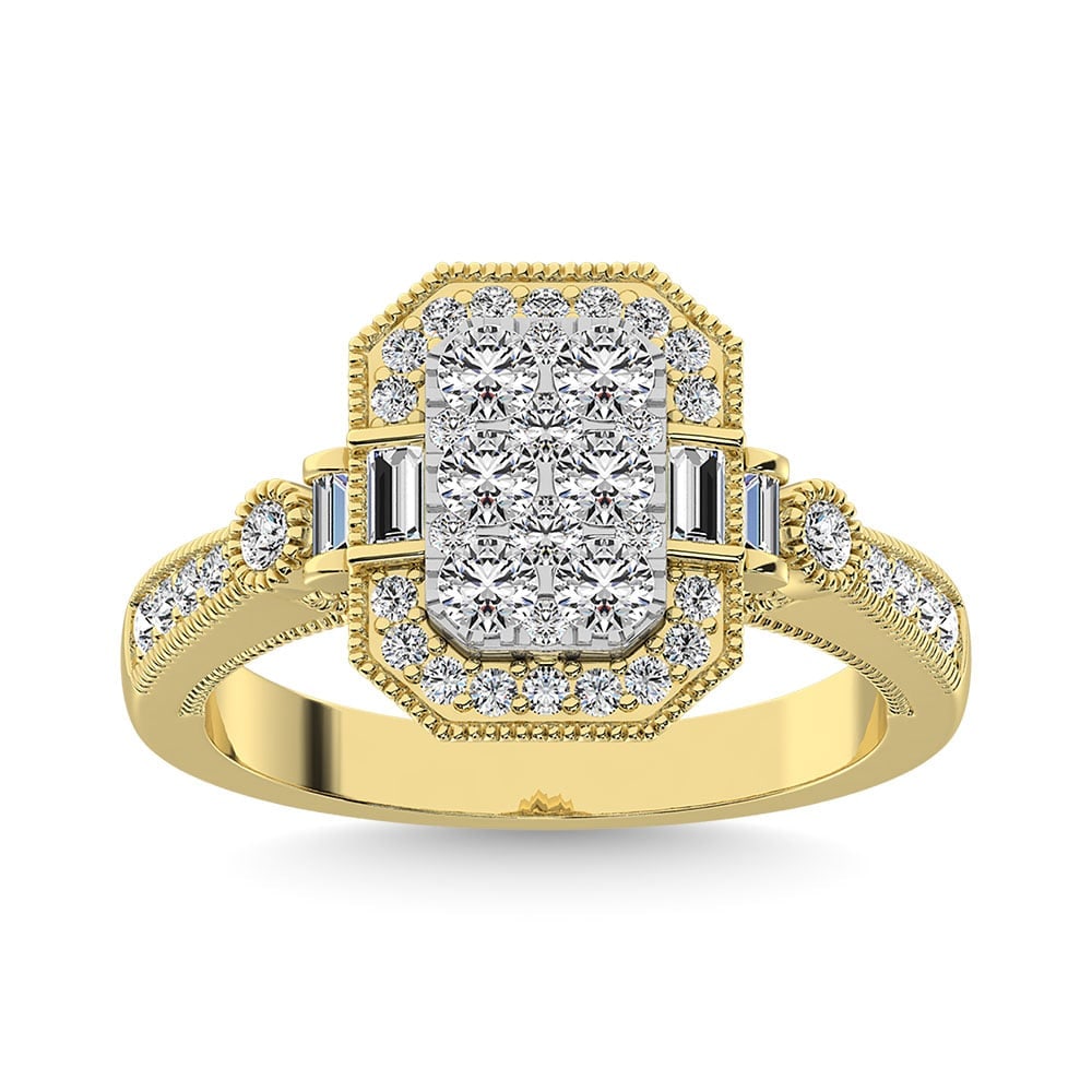 Diamond 7/8. Ct.Tw. Engagement Ring in 14K Two Tone Gold: Diamond 7/8. Ct.Tw. Engagement Ring in 14K Two Tone Gold 14k Two Tone Stone Color: G-h Stone Clarity: Si2 Each ring is presented in standard size 6.5. Complimentary resizing is available between sizes