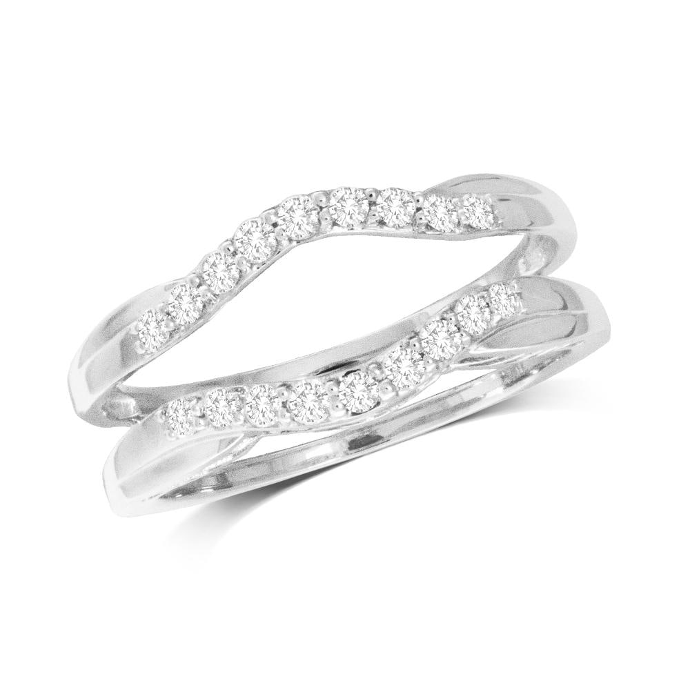 10K White Gold 1/4 Ct.Tw. Diamond Guard Ring: 10K White Gold 1/4 Ct.Tw. Diamond Guard Ring This Amazing Guard Ring Is Available In 10K White Gold. There Are 18 Round Diamonds With A Total Carat Weight Of 1/4 Ct.Tw. Set In A Prong Setting. 10k Whi
