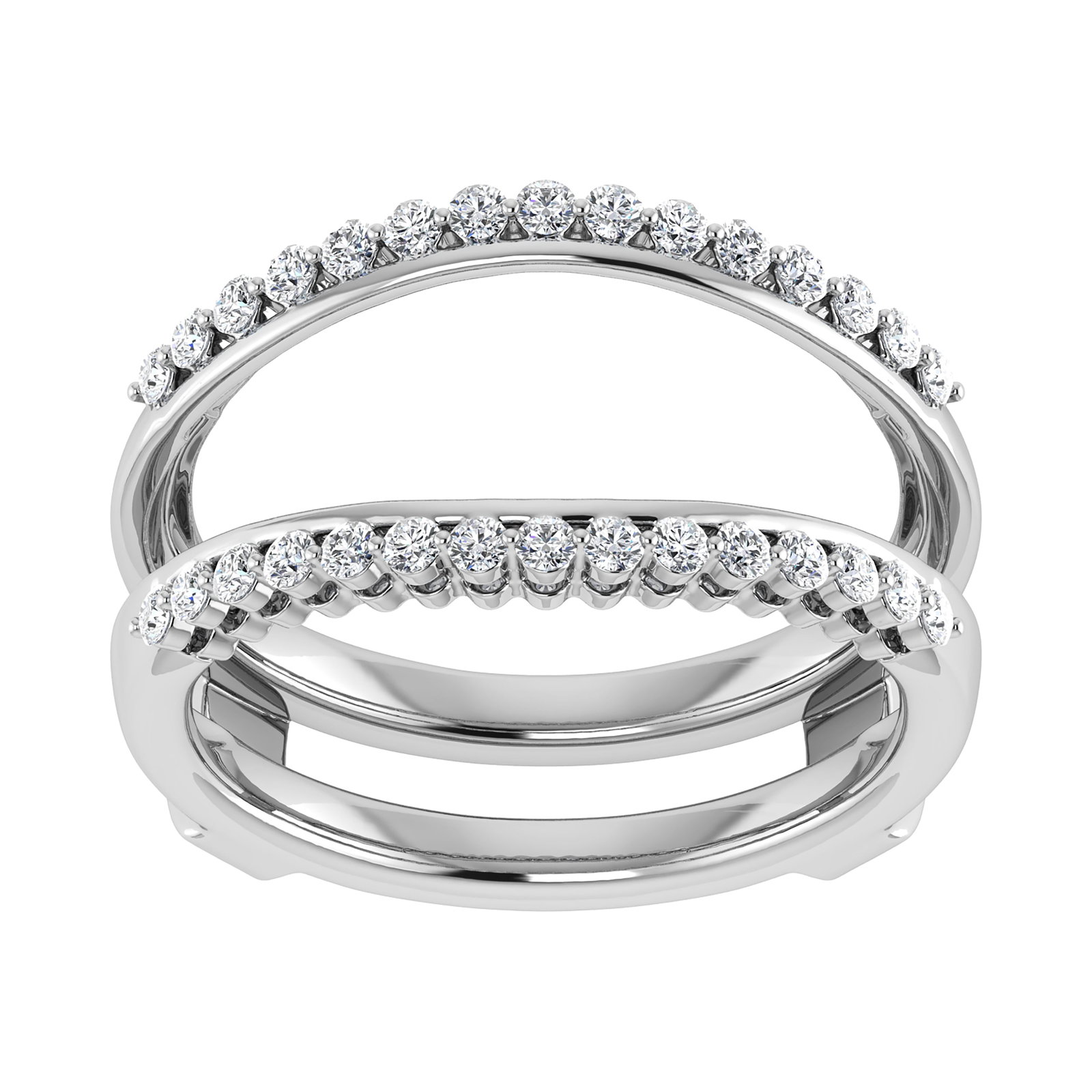 14K White Gold 1/2 Ct.Tw. Diamond Chevron Guard Ring: 14K White Gold 1/2 Ct.Tw. Diamond Chevron Guard Ring 14k White Gold Stone Color: G-h Stone Clarity: I1 Each ring is presented in standard size 6.5. Complimentary resizing is available between sizes 51