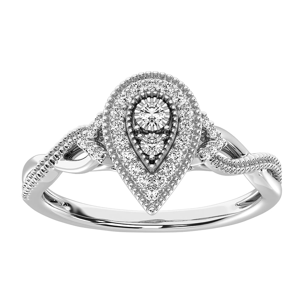 10K White Gold 1/5 Ct.Tw. Diamond Promise Ring: 10K White Gold 1/5 Ct.Tw. Diamond Promise Ring 10k White Gold Stone Color: G-h Stone Clarity: I1 Each ring is presented in standard size 6.5. Complimentary resizing is available between sizes 510 (in