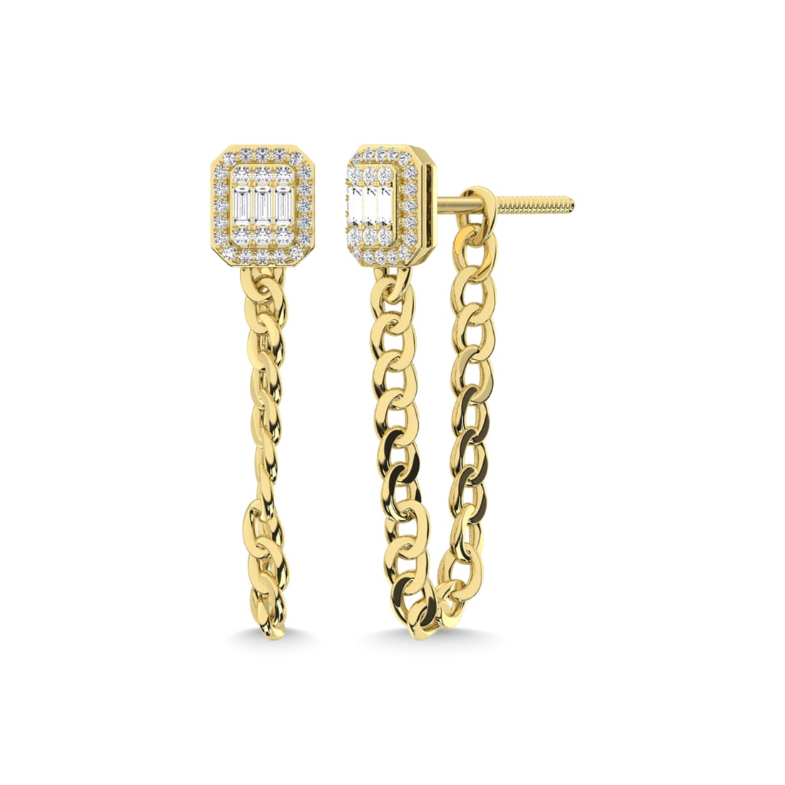 14K Yellow Gold Diamond 1/2 Ct.Tw. Cuban Earrings: 14K Yellow Gold Diamond 1/2 Ct.Tw. Cuban Earrings 14k Yellow Gold Stone Color: G-h Stone Clarity: I1 The Diamond Depot Guarantee: All items in this auction are guaranteed to be 100% authentic. At Your