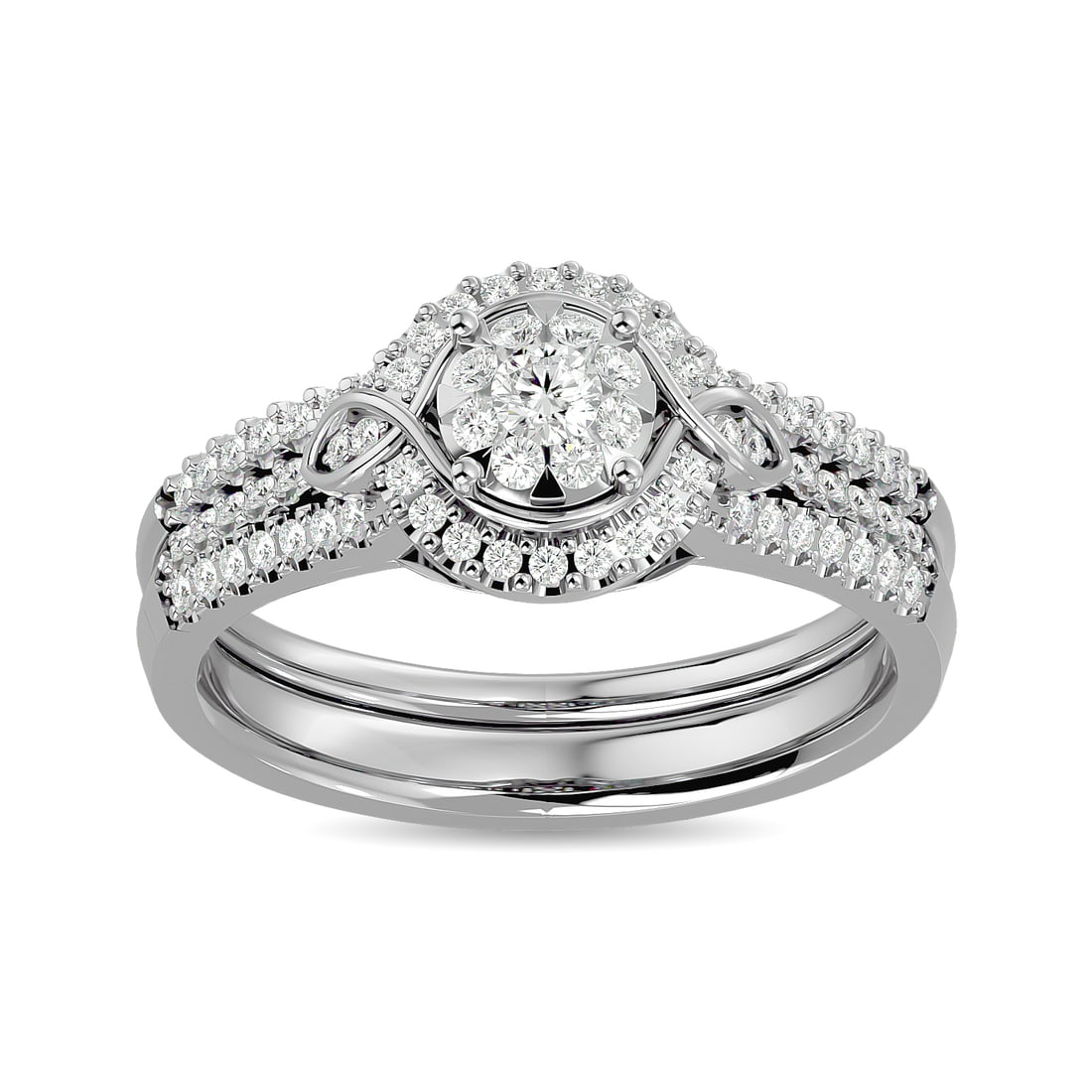 Diamond 1/2 Ct.tw Bridal Ring in 14K White Gold: Diamond 1/2 Ct.tw Bridal Ring in 14K White Gold 14k White Gold Stone Color: G-h Stone Clarity: I1 Each ring is presented in standard size 6.5. Complimentary resizing is available between sizes 510 (in