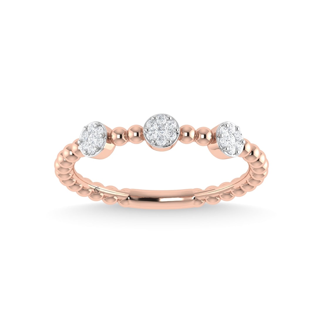 14K Rose Gold Diamond 1/8 Ct.Tw. Stackable Band: 14K Rose Gold Diamond 1/8 Ct.Tw. Stackable Band 14k Rose Gold Stone Color: G-h Stone Clarity: I1 Each ring is presented in standard size 6.5. Complimentary resizing is available between sizes 510 (in