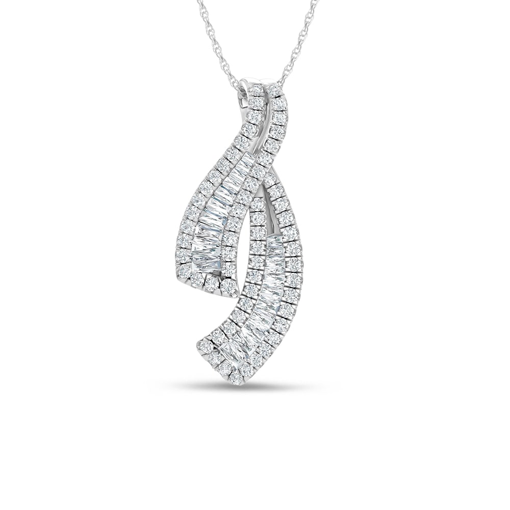 14K White Gold Lab Grown Diamond 2 Ct.Tw. Fashion Pendant: 14K White Gold Lab Grown Diamond 2 Ct.Tw. Fashion Pendant Polished 14K white gold enhances lab-grown diamonds totaling 2 carat total weight, creating a sophisticated and timeless fashion pendant. 14k