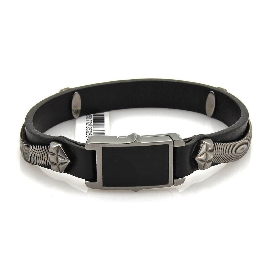 Alchemy in the UK Sterling Silver Onyx Leather Identity Bracelet by Stephen Webster: Alchemy in the UK Sterling Silver Onyx Leather Identity Bracelet by Stephen Webster This Stephen Webster Alchemy in the UK bracelet features a distinctive identity (ID) style crafted from sterling dar