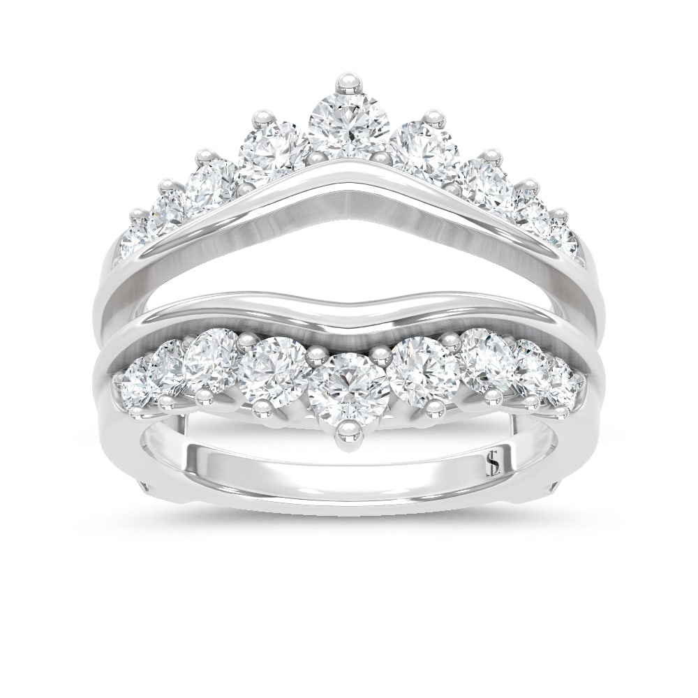 14K White Gold Lab Grown Diamond 1 1/2 Ct.Tw. Guard Ring: 14K White Gold Lab Grown Diamond 1 1/2 Ct.Tw. Guard Ring 14k White Gold Stone Color: D-f Stone Clarity: Vs Each ring is presented in standard size 6.5. Complimentary resizing is available between size