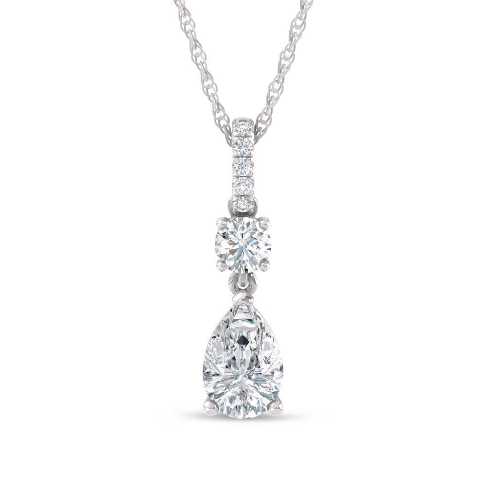 14K White Gold Lab Grown Diamond 1 1/3 Ct.Tw. Fashion Pendant: 14K White Gold Lab Grown Diamond 1 1/3 Ct.Tw. Fashion Pendant Polished 14K white gold enhances lab-grown diamonds totaling 1 1/3 carat total weight in this sophisticated fashion pendant. 14k White Gol