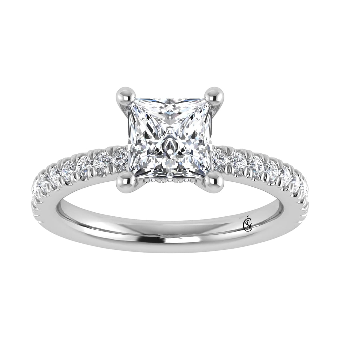 14K White Gold Lab Grown Diamond 2 3/8 Ct.Tw. Princess Shape Halo IGI Certified Engagement Ring (IGI: 14K White Gold Lab Grown Diamond 2 3/8 Ct.Tw. Princess Shape Halo IGI Certified Engagement Ring (IGI Certfied Center 3ct) Discover subtle brilliance and modern elegance with our Hidden Halo Diamond En