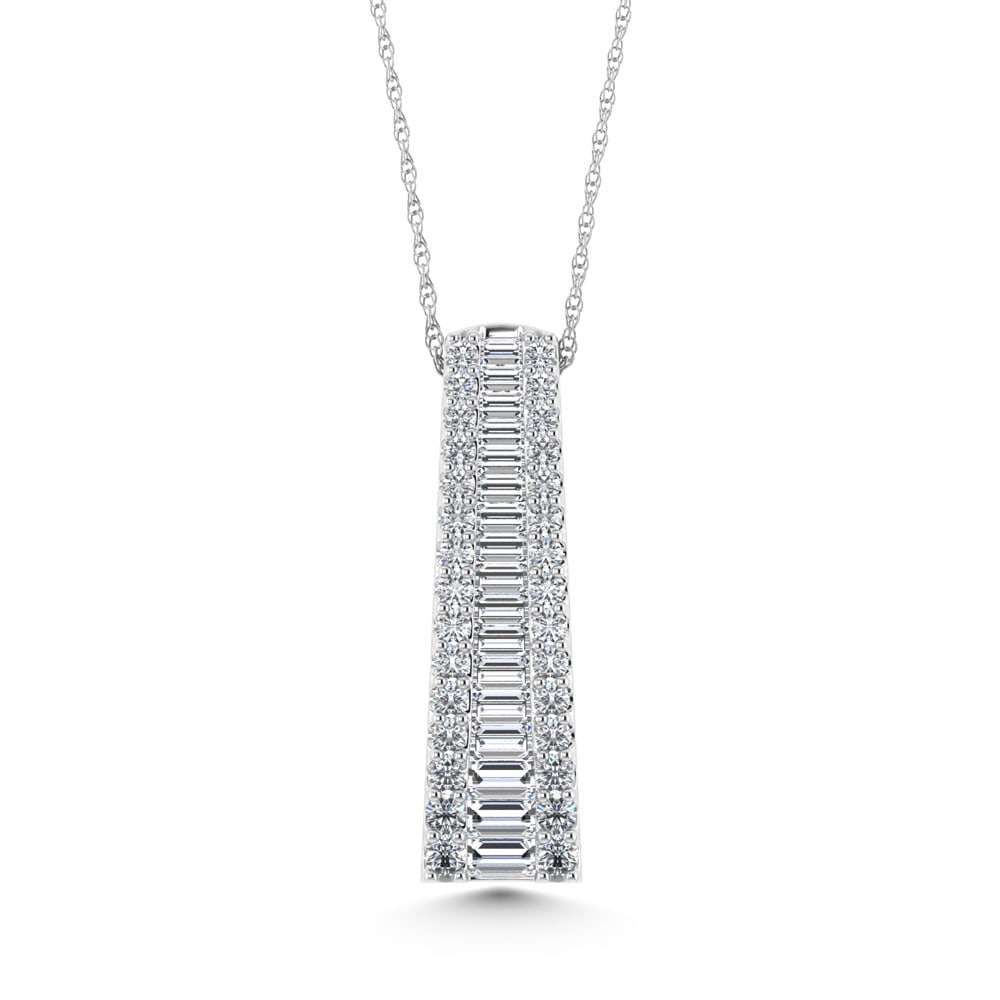 14K White Gold 3 Ct.Tw. Lab Grown Diamond Slide Pendant: 14K White Gold 3 Ct.Tw. Lab Grown Diamond Slide Pendant Crafted in polished 14K white gold, this slide pendant showcases lab-grown diamonds totaling 3 carat total weight, offering striking brilliance.