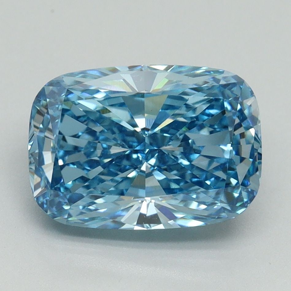 Loose Diamond - CUSHION BRILLIANT 3.04ct Fancy Vivid Blue VS1: Loose Diamond - CUSHION BRILLIANT 3.04ct Fancy Vivid Blue VS1 Source: This is a real non-mined Diamond that has been grown in a lab Shape: CUSHION BRILLIANT Carats: 3.04 Color: Fancy Vivid Blue Certif