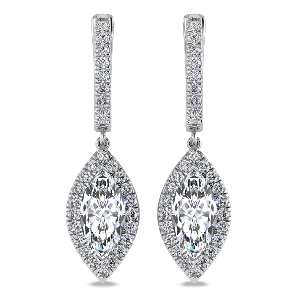 14K White Gold Lab Grown Diamond 2 1/2 ct.tw. Fashion Earrings: 14K White Gold Lab Grown Diamond 2 1/2 ct.tw. Fashion Earrings Designed to captivate, these white gold earrings showcase 2 1/2 Ct.Tw. of lab-grown diamonds, blending luxury with contemporary elegance.