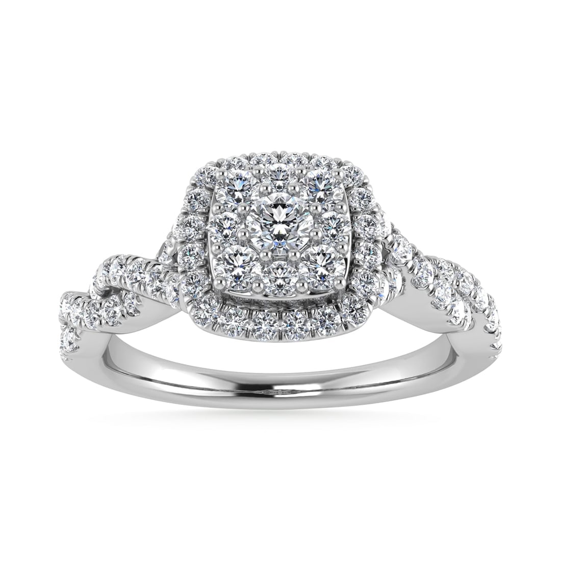 Diamond 1/2 Ct.Tw. Engagement Ring in 10K White Gold: Diamond 1/2 Ct.Tw. Engagement Ring in 10K White Gold 10k White Gold Stone Color: G-h Stone Clarity: I1 / I2 Each ring is presented in standard size 6.5. Complimentary resizing is available between siz