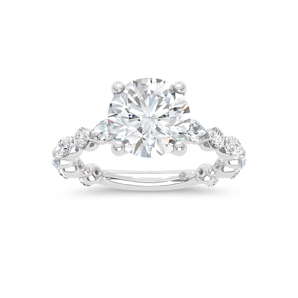 14K White Gold Lab Grown Diamond 4 Ct.Tw. Round Shape Engagement Ring (Center 3 Ctw): 14K White Gold Lab Grown Diamond 4 Ct.Tw. Round Shape Engagement Ring (Center 3 Ctw) 14k White Gold Stone Color: D-f Stone Clarity: Vs Each ring is presented in standard size 6.5. Complimentary resizi