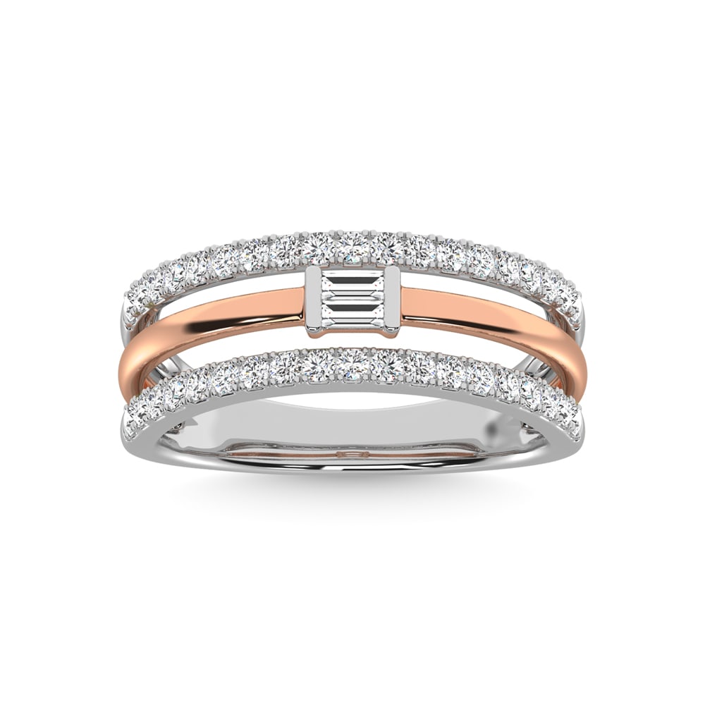 14K White Gold Diamond 1/2 Ct.Tw. Fashion Ring: 14K White Gold Diamond 1/2 Ct.Tw. Fashion Ring 14k Two Tone Stone Color: G-h Stone Clarity: I1 Each ring is presented in standard size 6.5. Complimentary resizing is available between sizes 510 (in 1/