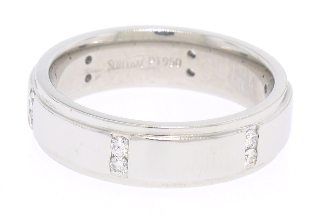 Scott Kay Men's Platinum Wide Wedding Band Ring with .24ct Diamonds Sz 9: Scott Kay Men's Platinum Wide Wedding Band Ring with .24ct Diamonds Sz 9 Elevate your style with this exquisite Scott Kay men's wedding band ring, expertly crafted from solid platinum. This wide band