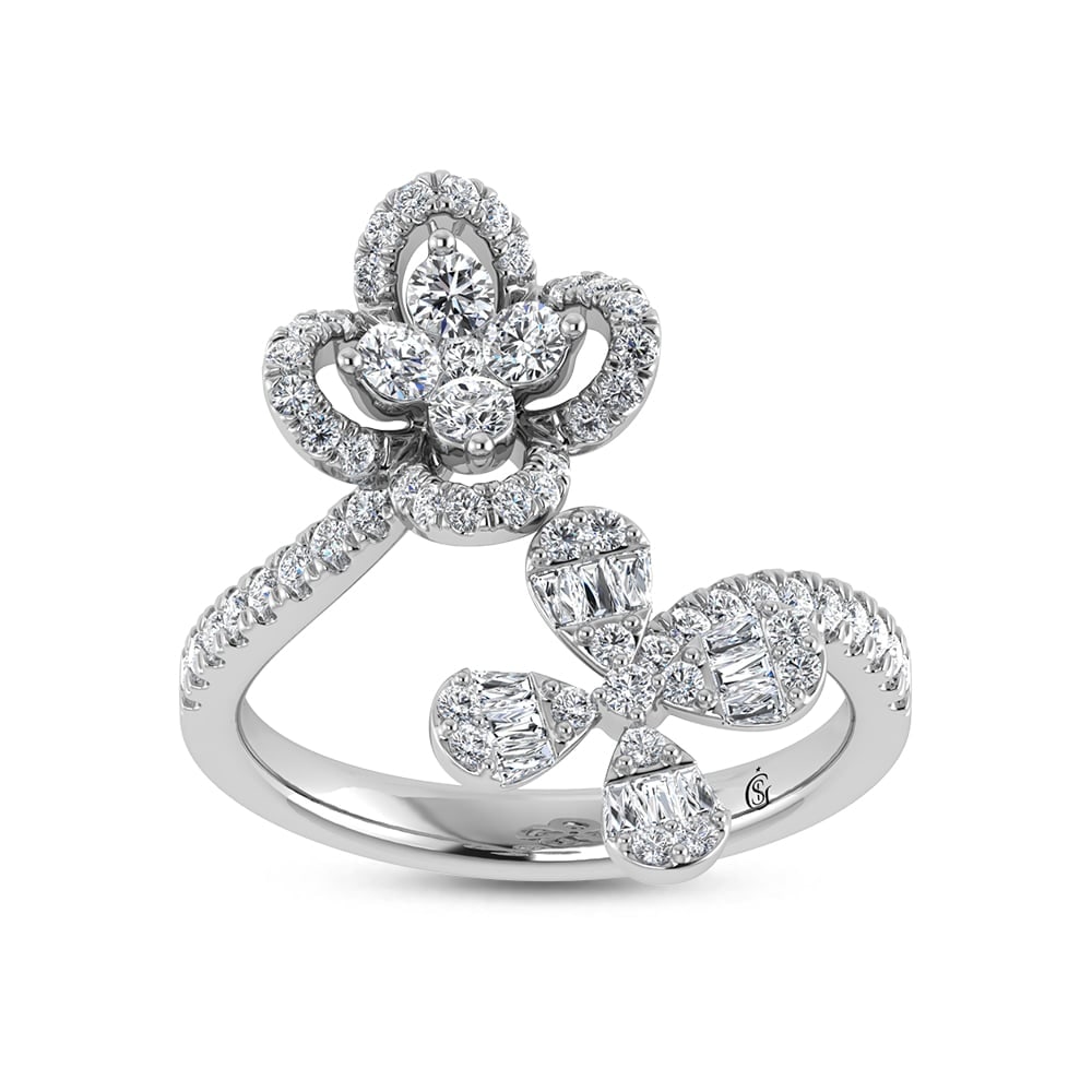 14K White Gold Diamond 3/4 Ct.Tw. Fashion Ring: 14K White Gold Diamond 3/4 Ct.Tw. Fashion Ring 14k White Gold Stone Color: G-h Stone Clarity: Si1 Each ring is presented in standard size 6.5. Complimentary resizing is available between sizes 510 (in
