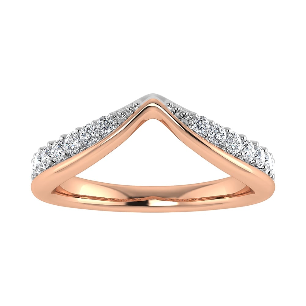 14K Rose Gold 1/3 Ct.Tw. Diamond Chevron Band: 14K Rose Gold 1/3 Ct.Tw. Diamond Chevron Band 14k Rose Gold Stone Color: G-h Stone Clarity: I1 Each ring is presented in standard size 6.5. Complimentary resizing is available between sizes 510 (in 1/