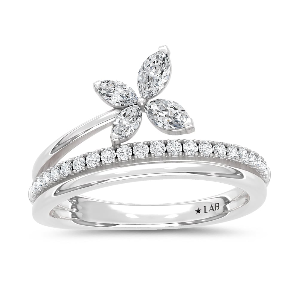 14K White Gold Lab Grown Diamond 1/2 Ct.Tw. Fashion Ring: 14K White Gold Lab Grown Diamond 1/2 Ct.Tw. Fashion Ring Add sparkle to any outfit with this elegant 14K white gold fashion ring, featuring 1/2 carat total weight of dazzling lab-grown diamonds. Its r