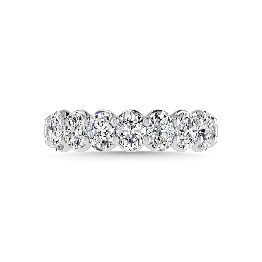 14K White Gold Lab Grown Diamond 2 1/3 Ct.Tw. Oval Shape Halfway Wedding Band: 14K White Gold Lab Grown Diamond 2 1/3 Ct.Tw. Oval Shape Halfway Wedding Band Exude timeless elegance with this 14K White Gold Halfway Wedding Band, featuring 2 1/3 Ct.Tw. of stunning oval-shaped lab-