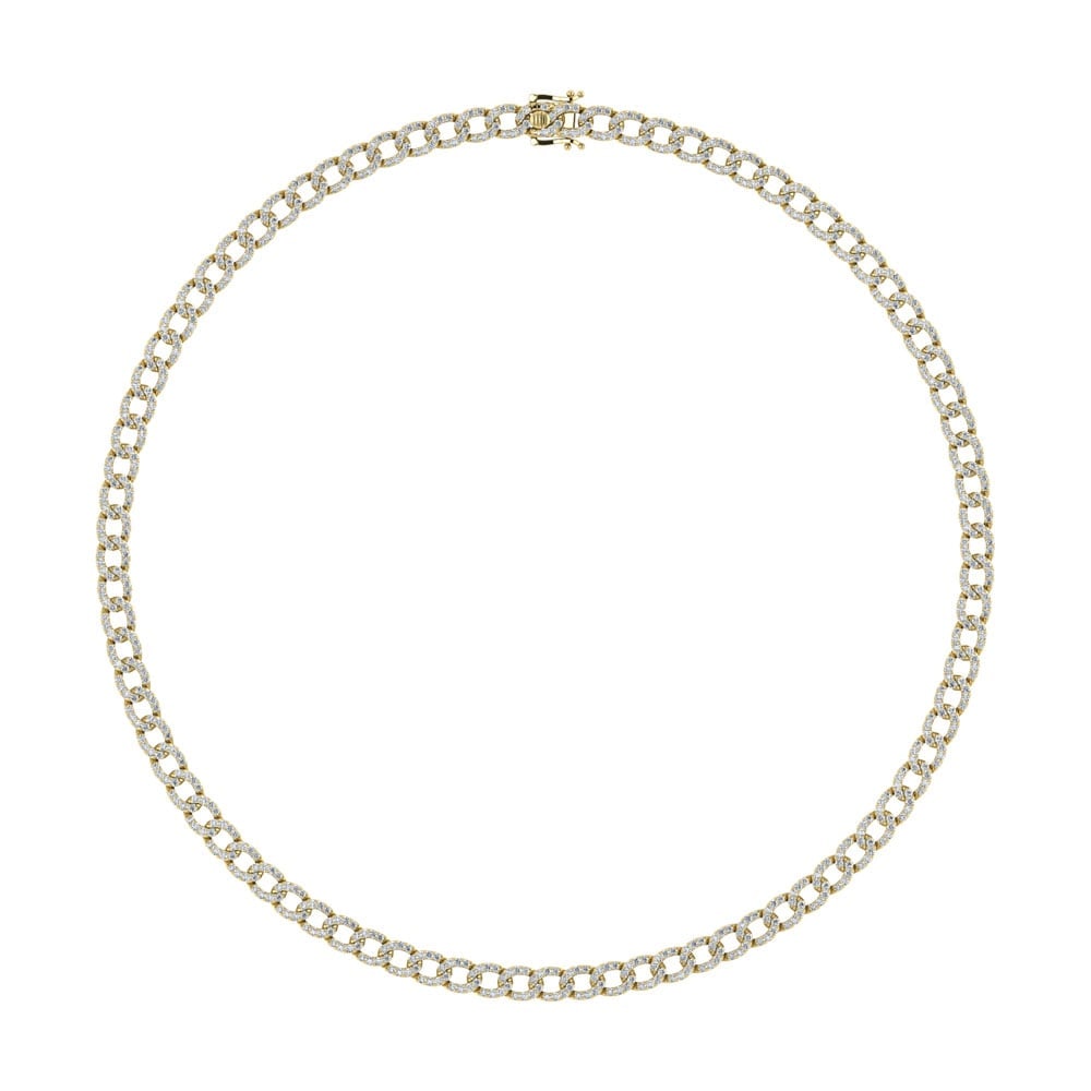 Diamond 7 5/8 Ct.Tw. Cuban Necklace in 14K Yellow Gold: Diamond 7 5/8 Ct.Tw. Cuban Necklace in 14K Yellow Gold 14k Yellow Gold Stone Color: G-h Stone Clarity: I1 Unless otherwise specified, pendants that include a chain are paired with our standard 18-inch