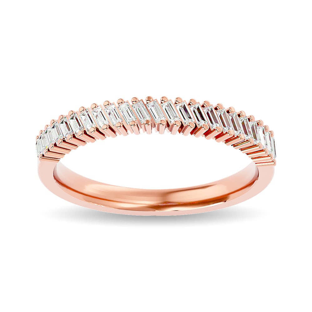 Diamond Ladies Band 1/4 Ct.tw in 14K Rose Gold: Diamond Ladies Band 1/4 Ct.tw in 14K Rose Gold 14k Rose Gold Stone Color: Gh Stone Clarity: I1 Each ring is presented in standard size 6.5. Complimentary resizing is available between sizes 510 (in 1/