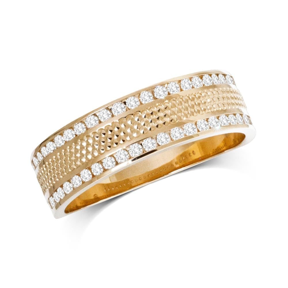 14K Yellow Gold 1/2 Ct.Tw. Diamond Machine Mens Band: 14K Yellow Gold 1/2 Ct.Tw. Diamond Machine Mens Band This Amazing Ring Is Available In 14K Yellow Gold. There Are 48 Machine Band Round Diamonds With A Total Carat Weight Of 1/2Ct.Tw. Set In A Machine