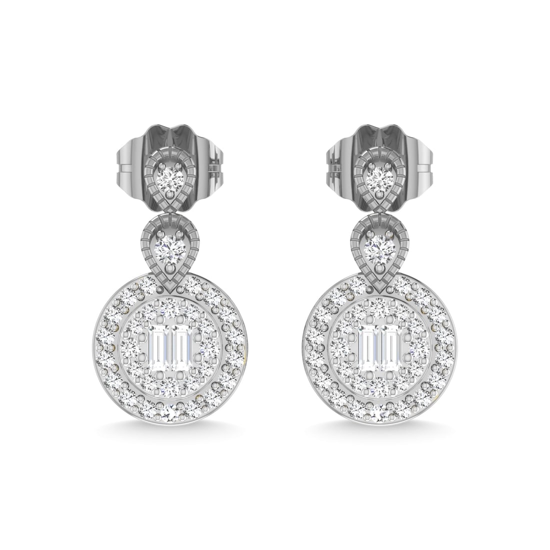 14K White Gold Diamond 1/3 Ct.Tw. Fashion Earrings: 14K White Gold Diamond 1/3 Ct.Tw. Fashion Earrings 14k White Gold Stone Color: G-h Stone Clarity: I2 The Diamond Depot Guarantee: All items in this auction are guaranteed to be 100% authentic. At Your