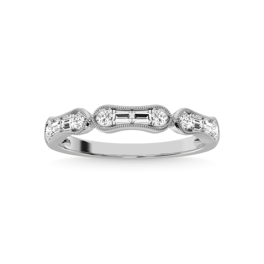 14K White Gold Diamond 1/4 Ct.Tw. Anniversary Ring: 14K White Gold Diamond 1/4 Ct.Tw. Anniversary Ring 14k White Gold Stone Color: G-h Stone Clarity: Si3 Each ring is presented in standard size 6.5. Complimentary resizing is available between sizes 510