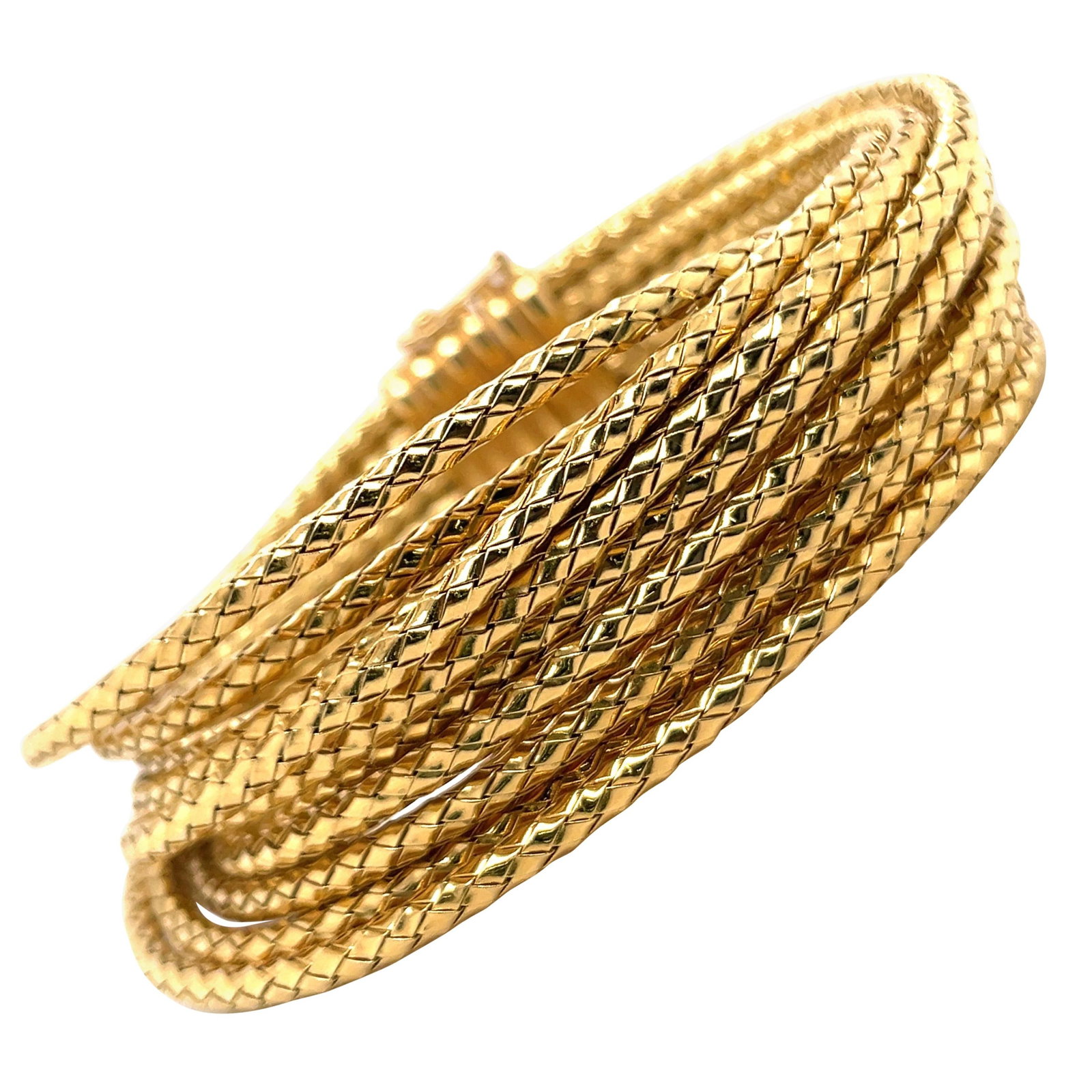 18K Yellow Gold Multi Wire Textured Bangle Bracelet Made in Italy: 18K Yellow Gold Multi Wire Textured Bangle Bracelet Made in Italy This stunning 18 Karat Yellow Gold Multi Wire Textured Bangle Bracelet showcases a contemporary design with a unique multi-textured ro