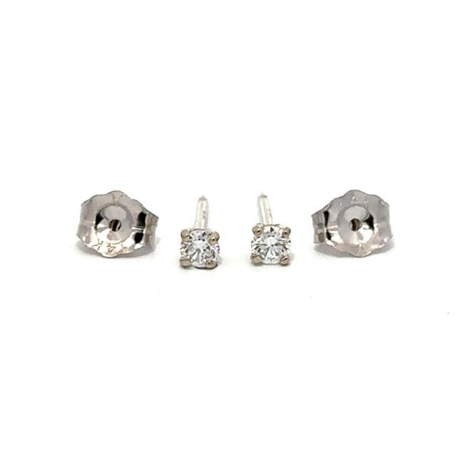 Classic 14k White Gold 0.14ctw Round Diamond Petite Stud Earrings: Classic 14k White Gold 0.14ctw Round Diamond Petite Stud Earrings Elevate your elegance with these classic petite stud earrings crafted from solid 14k white gold. Featuring two round brilliant cut dia