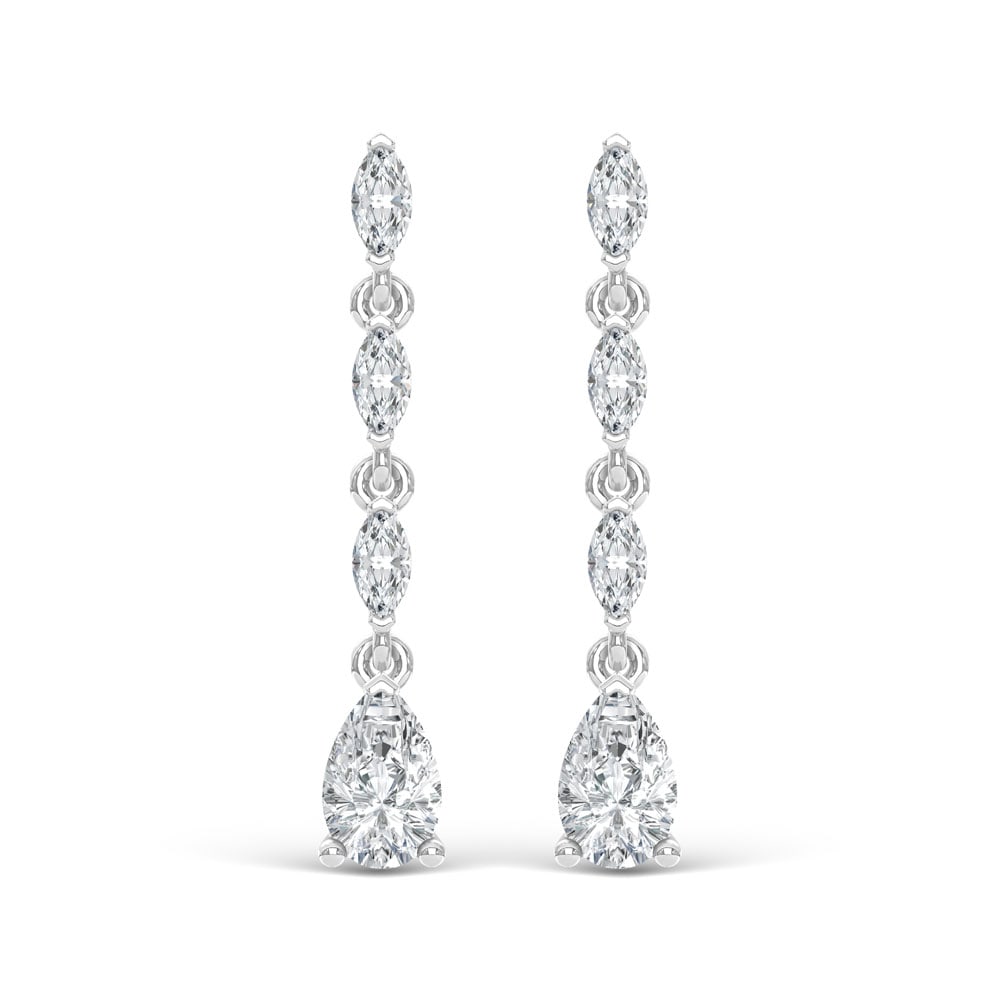 14K White Gold Lab Grown Diamond 1 Ct.Tw. Dangler Earrings: 14K White Gold Lab Grown Diamond 1 Ct.Tw. Dangler Earrings Sophisticated white gold dangler earrings adorned with 1 Ct.Tw. of lab grown diamonds, offering luminous movement. 14k White Gold Stone Color