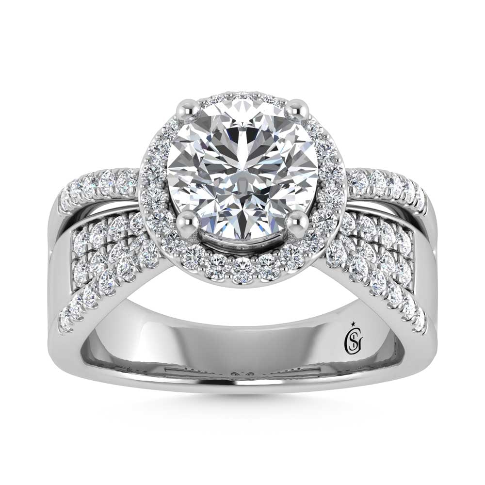 14K White Gold Lab Grown Diamond 2 1/2 Ct.Tw. Round Shape Engagement Ring (IGI Certified Center 2ct): 14K White Gold Lab Grown Diamond 2 1/2 Ct.Tw. Round Shape Engagement Ring (IGI Certified Center 2ct) 14k White Gold Stone Color: D-f Stone Clarity: Vs Each ring is presented in standard size 6.5. Comp